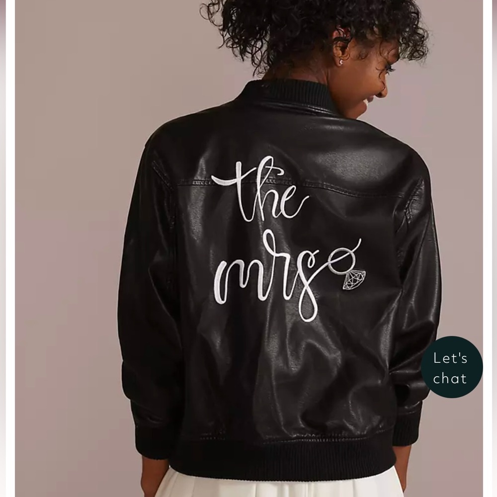 David’s Bridal The Mrs Vegan Leather Bomber Jacket